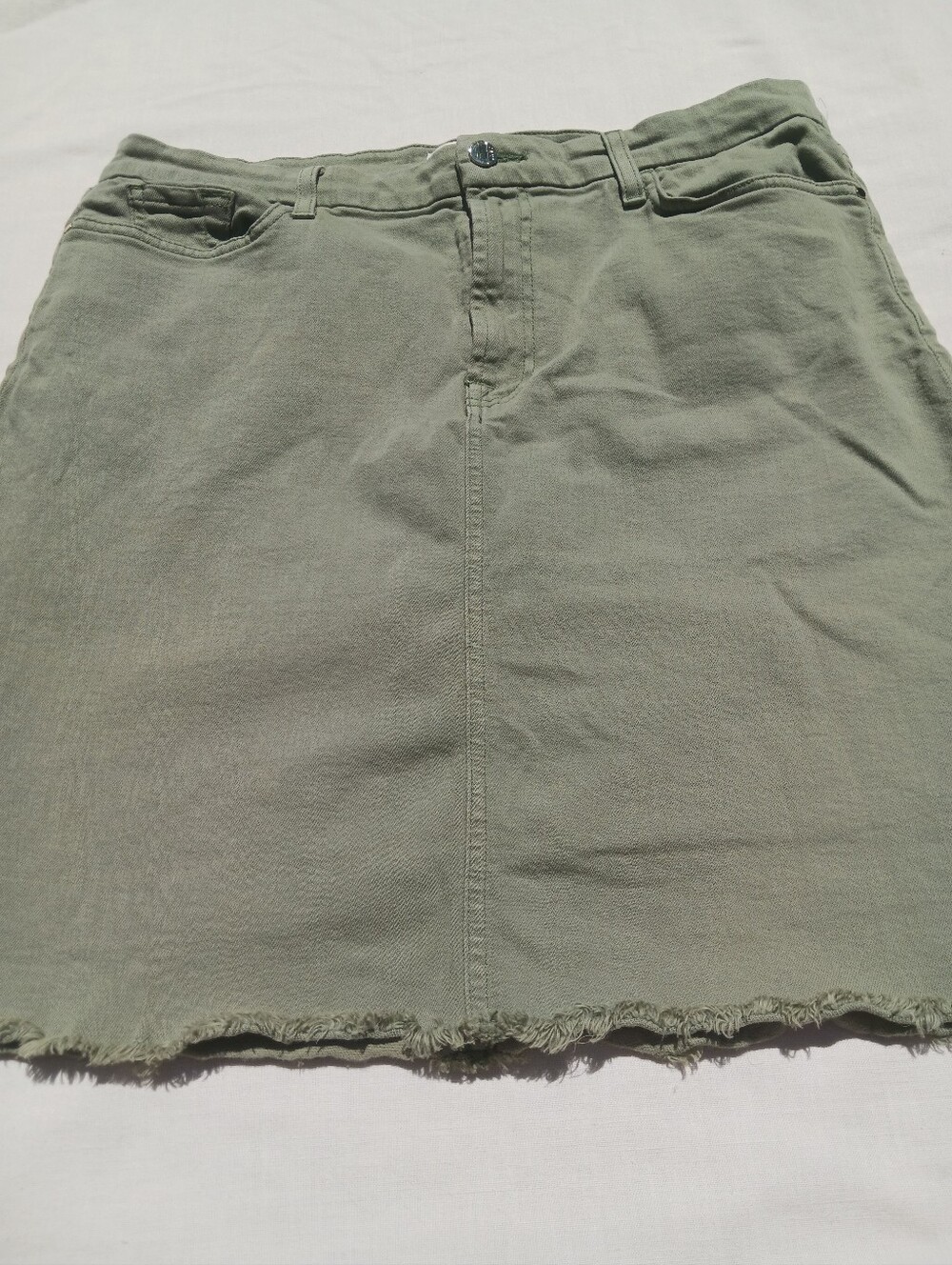 Jen7  Army Green Frayed Edge Skirt, Womens Size 16